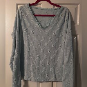 Mint eyelet vneck top